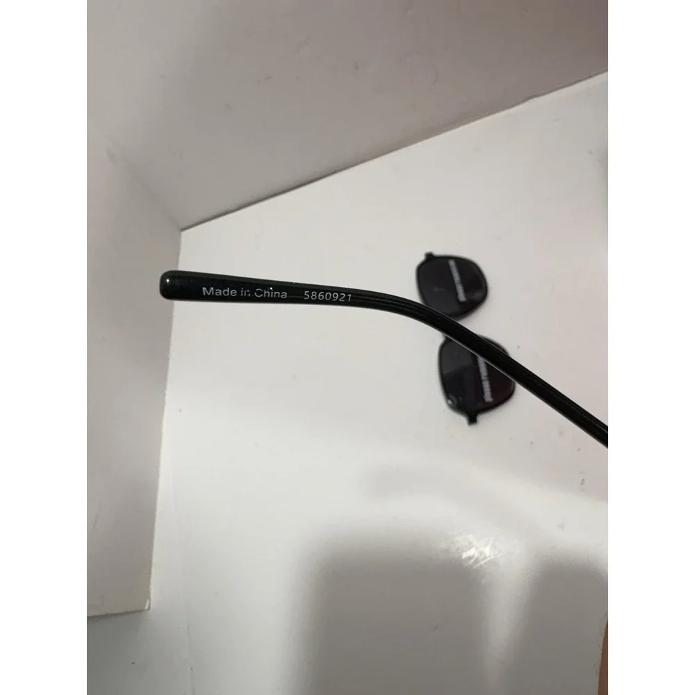ZENNI Black & Gold Trim Metal Frames With Magnetic Sun Shades 5860921 Geometric
